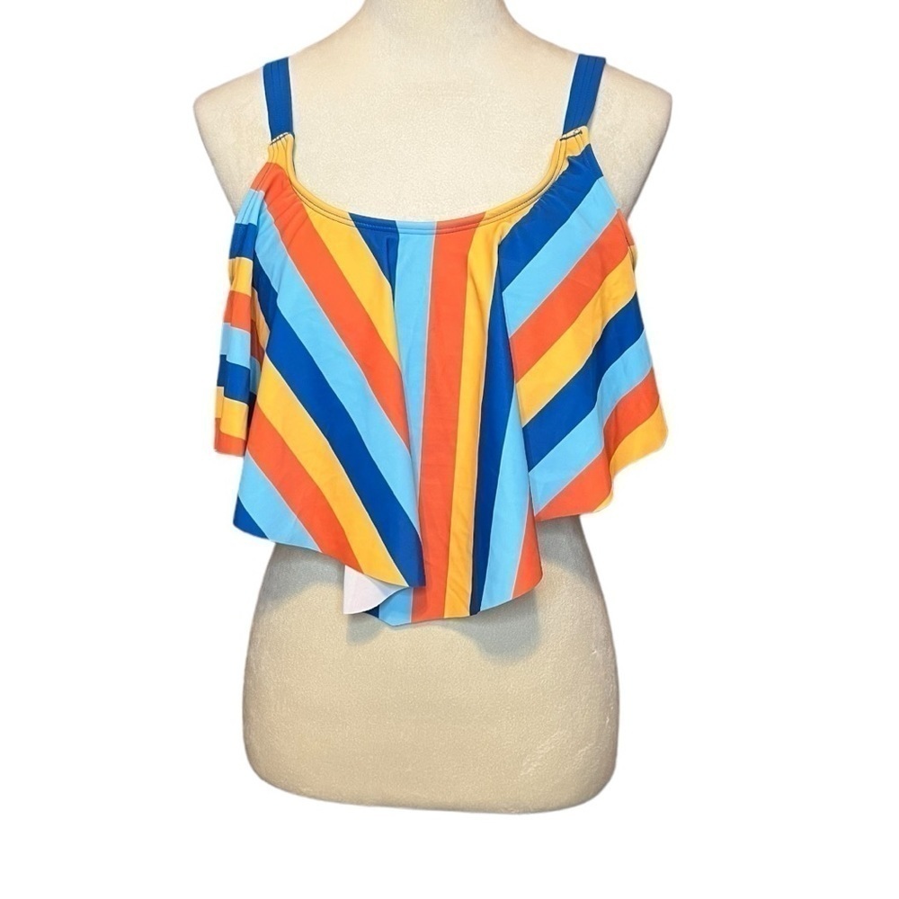 Bloomchic blue, orange and yellow swim top size 14-16 NWT